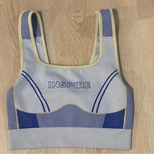 (2-piece) Blue and Gray Sports Bra & Jacket